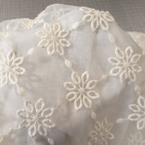 Piazza Roma Ivory Embroidered Lace & Knit Linen/Cotton Tank Top, Size M, Boho - Picture 3 of 9